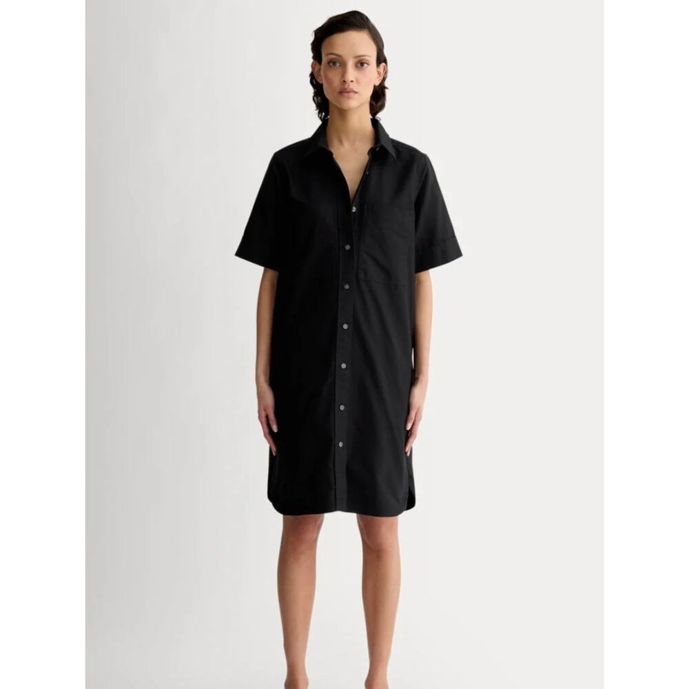 Everlane The Oxford Short Sleeve Black Shirt Dress NWT Organic Cotton Medium M - Picture 2 of 14